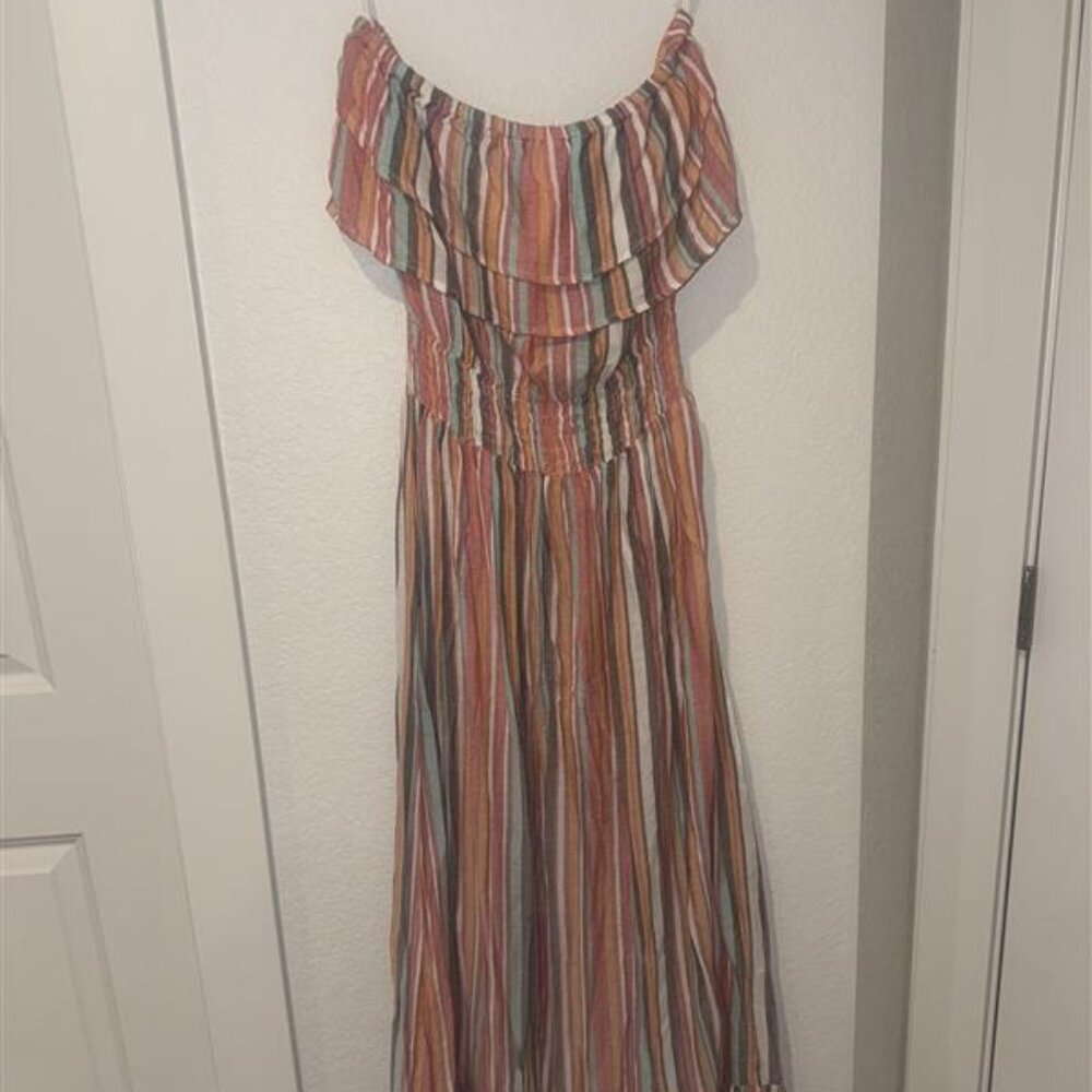 Striped strapless flowy midi dress - New